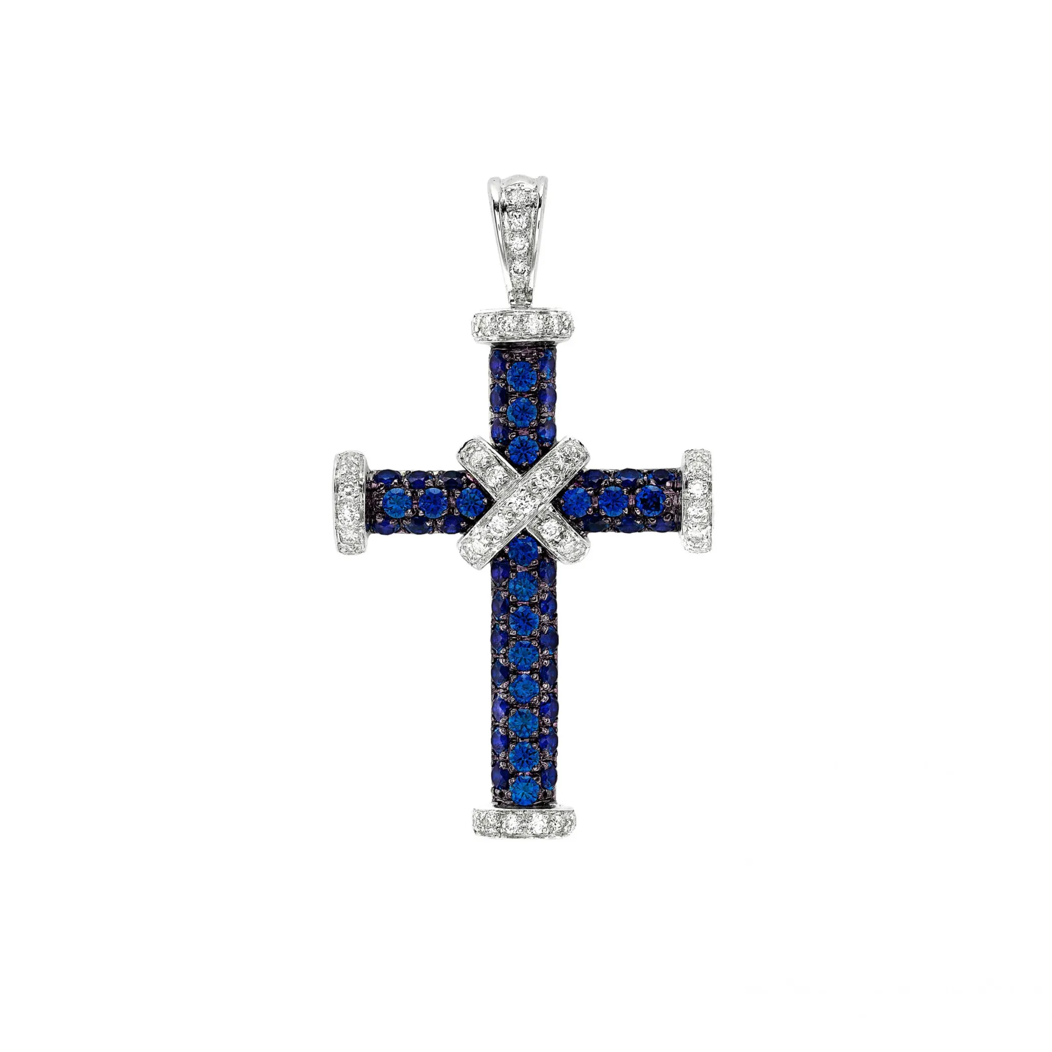 Theo Fennell Jewellery | Pendants*Baby Sapphire and Diamond Cross Pendant