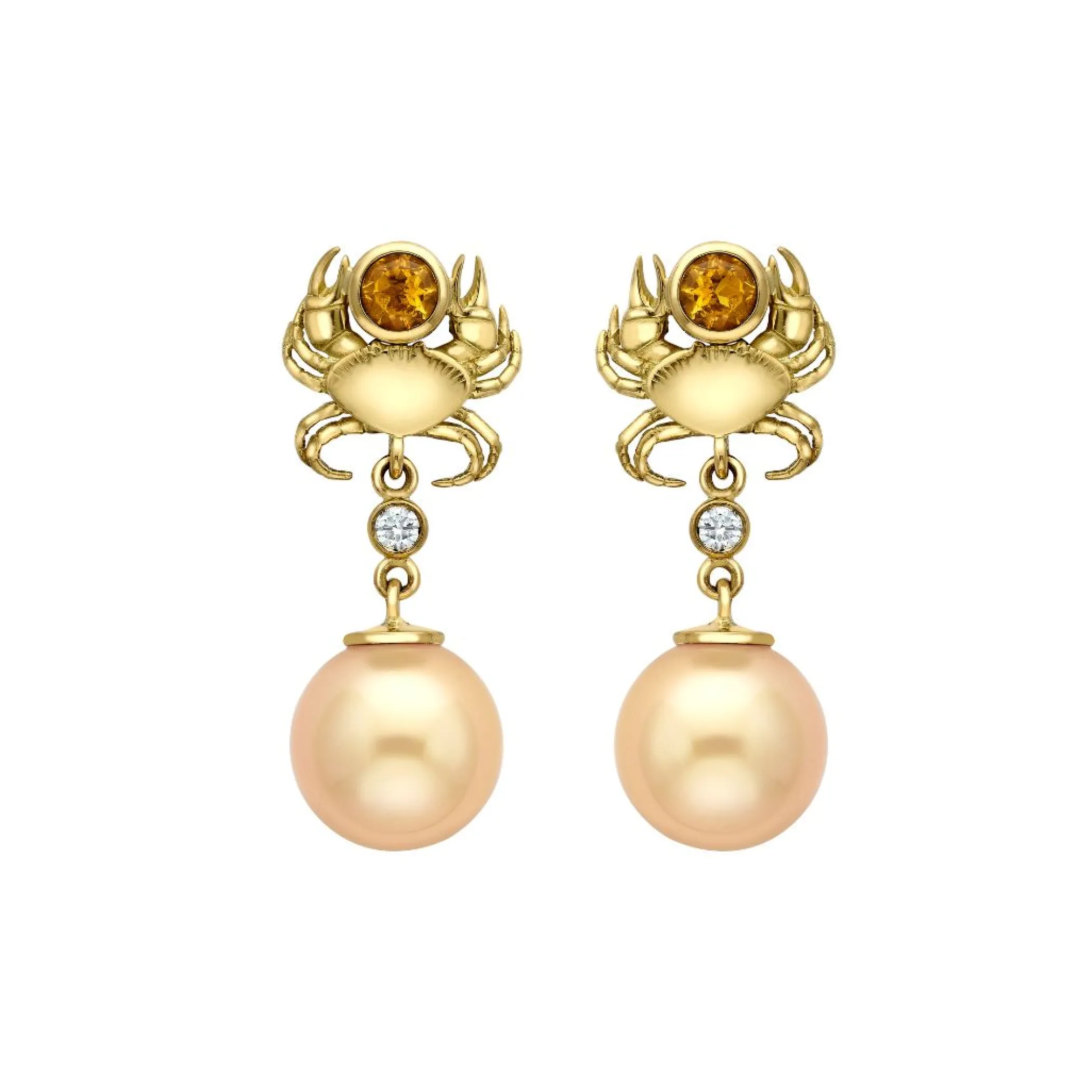 Theo Fennell Jewellery | One Off Pieces*Crab Golden Pearl Drop Earrings