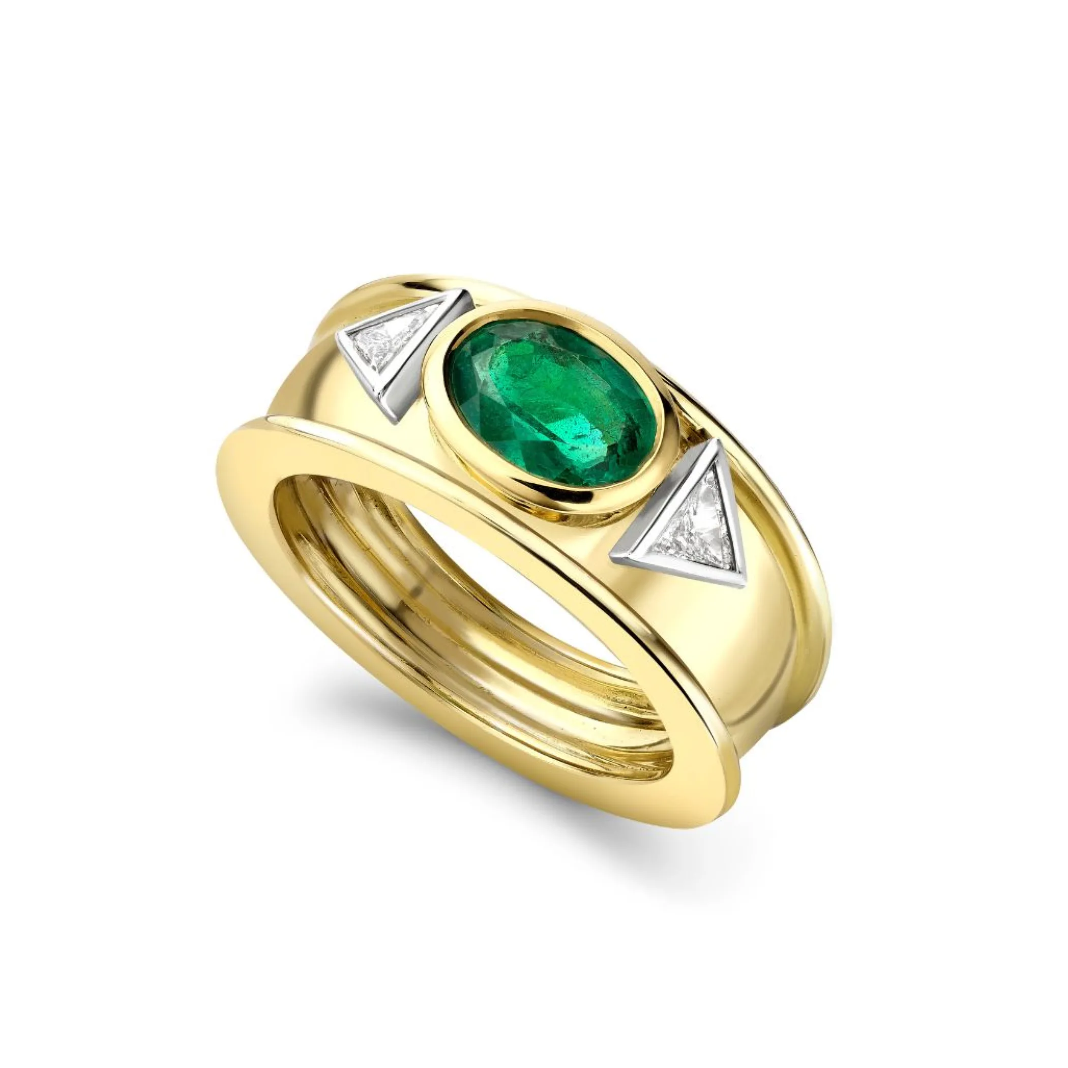 Theo Fennell Jewellery | One Off Pieces*Emerald and Diamond Slim Bombé Ring