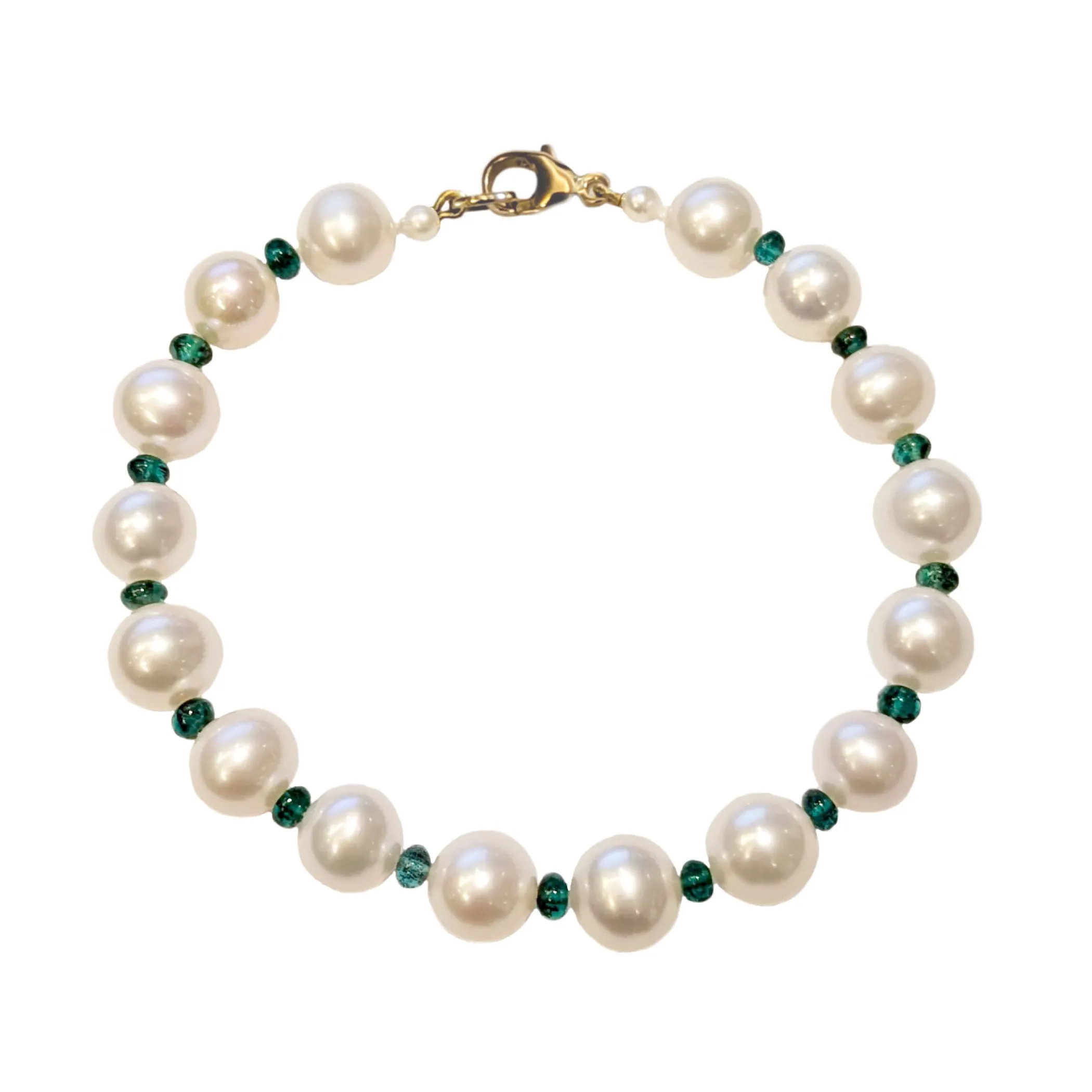 Theo Fennell Jewellery | Bracelets & Charms*Emerald Bead and White Freshwater Pearl Bracelet