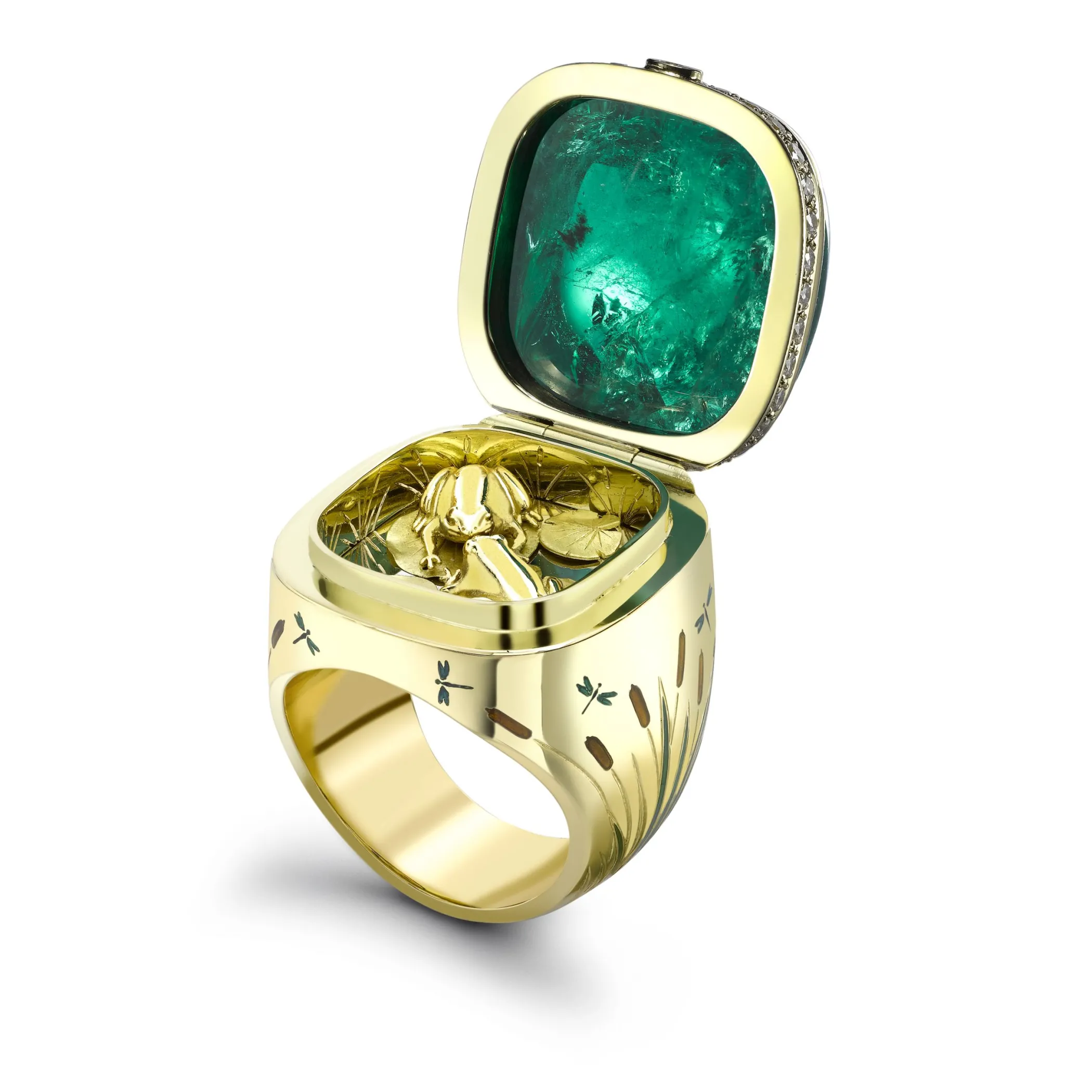 Theo Fennell Jewellery | One Off Pieces*Emerald Kissing Frogs Opening Ring