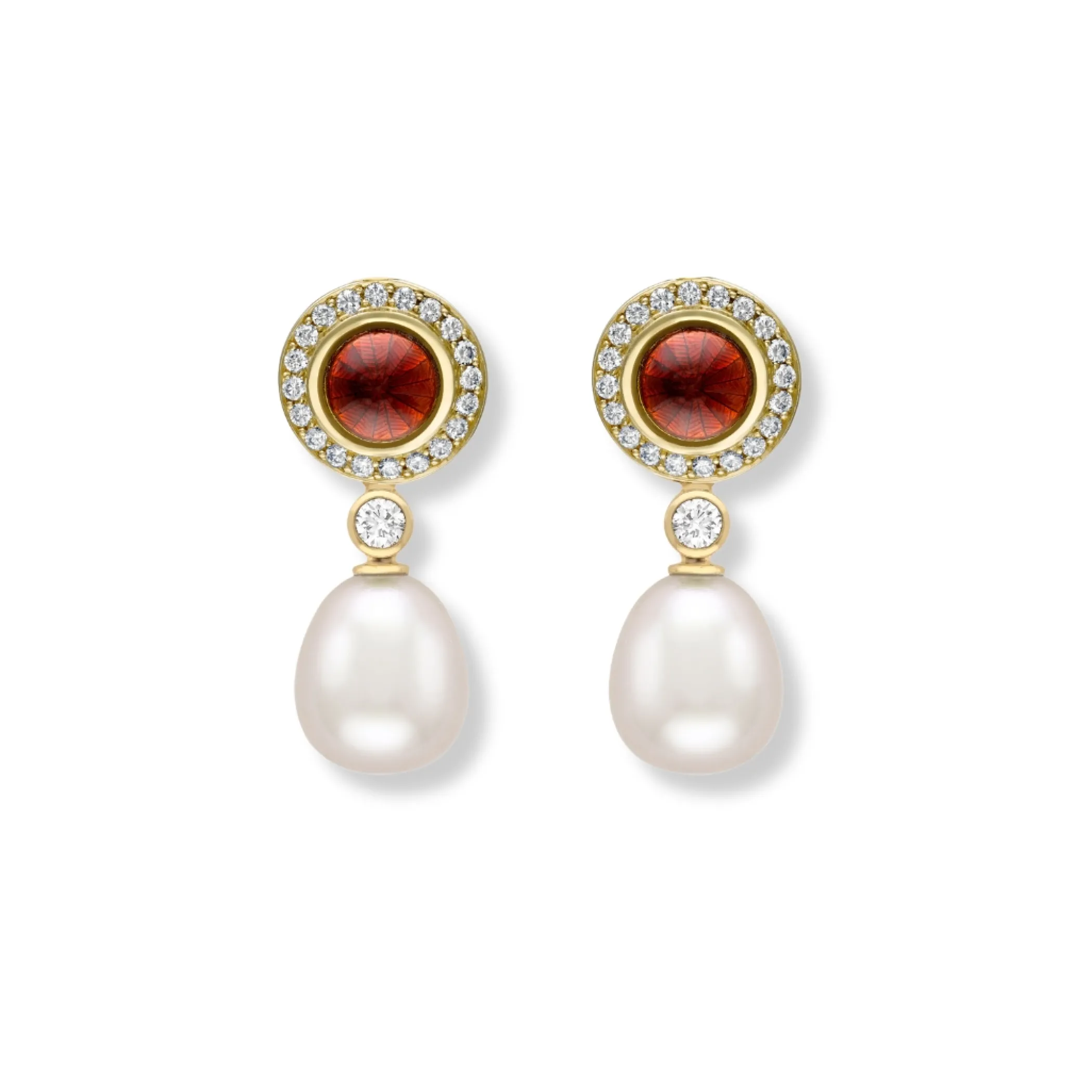 Theo Fennell Jewellery | Drop Earrings*Enamel and Diamond Pearl Drop Earrings