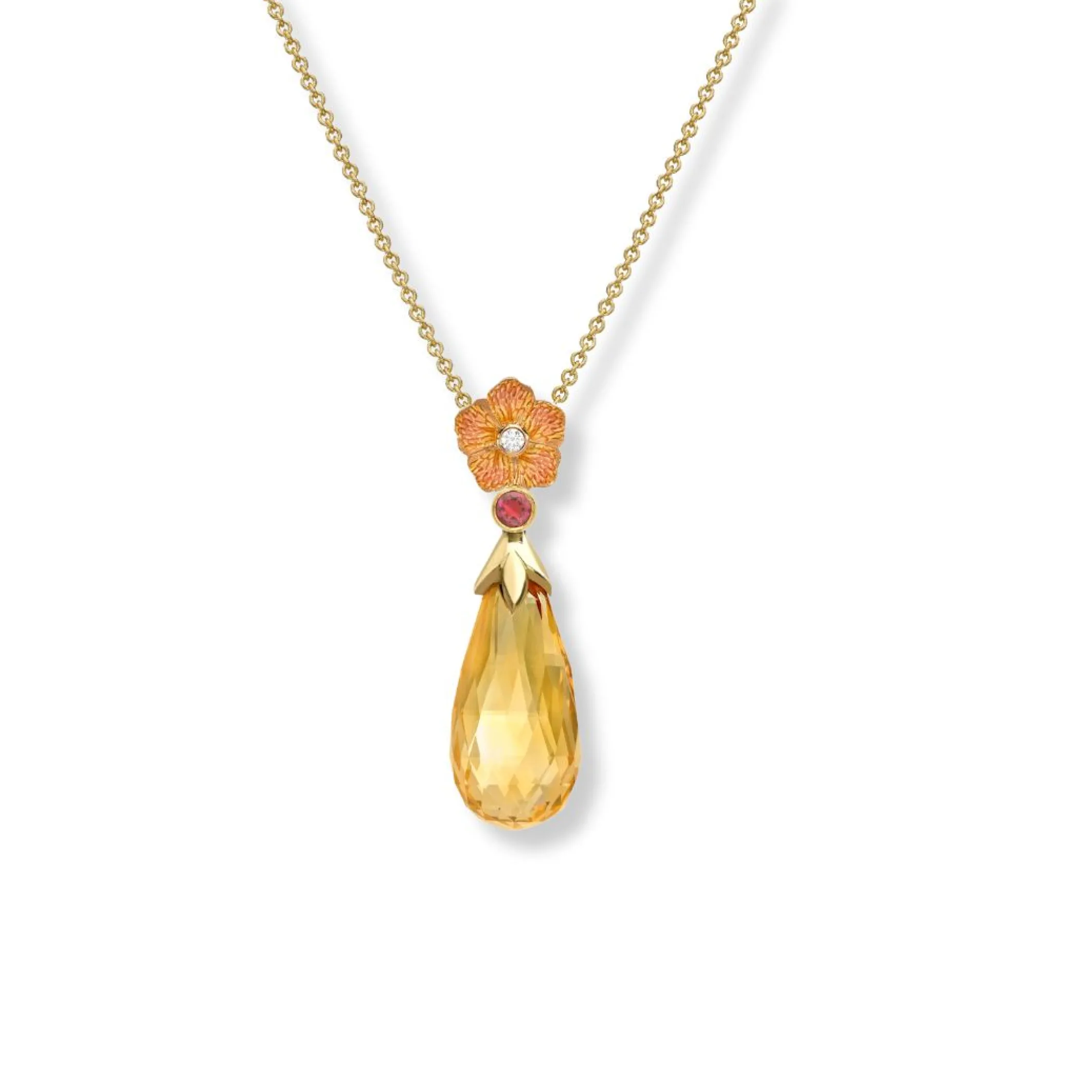 Theo Fennell Jewellery | Necklaces*Enamelled Blossom Citrine Briolette Necklace