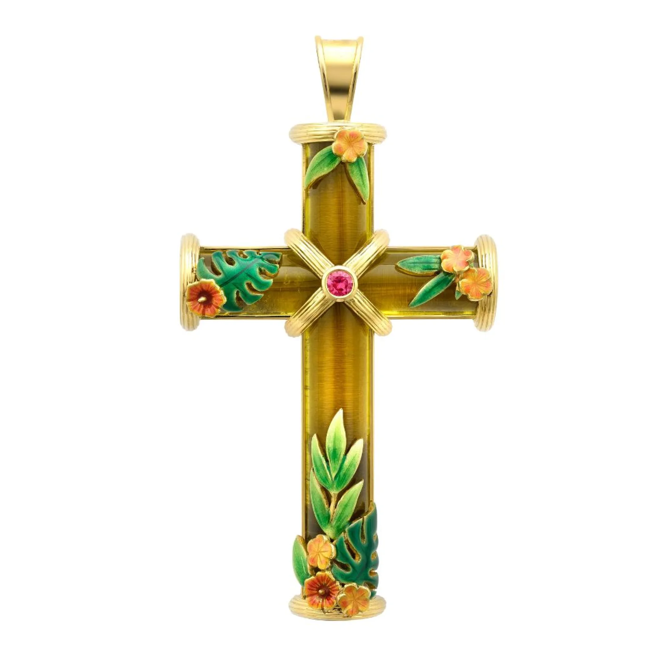 Theo Fennell Jewellery | One Off Pieces*Green Tourmaline Tropical Cross Pendant