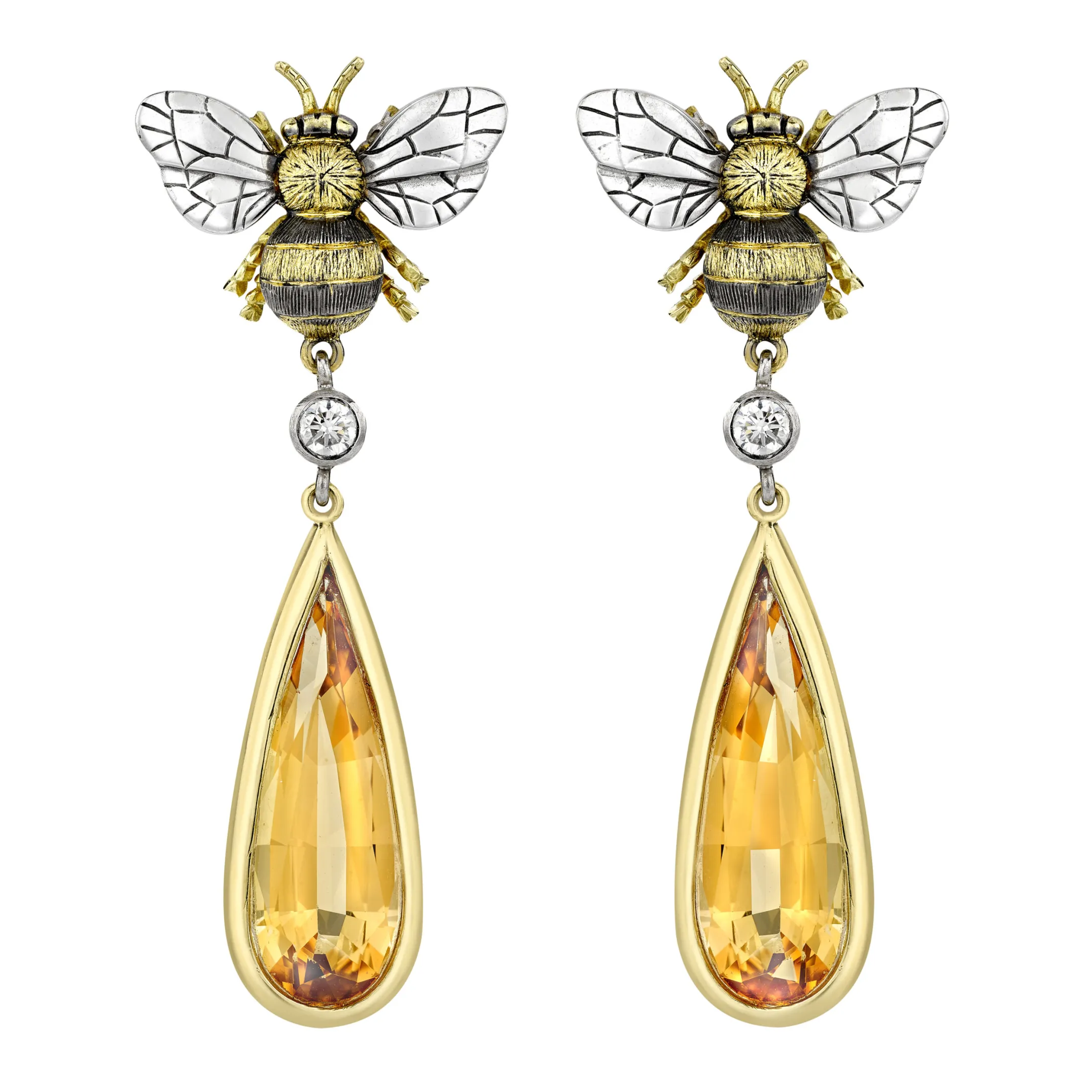 Theo Fennell Jewellery | One Off Pieces*Imperial Topaz & Diamond Bee Drop Earrings