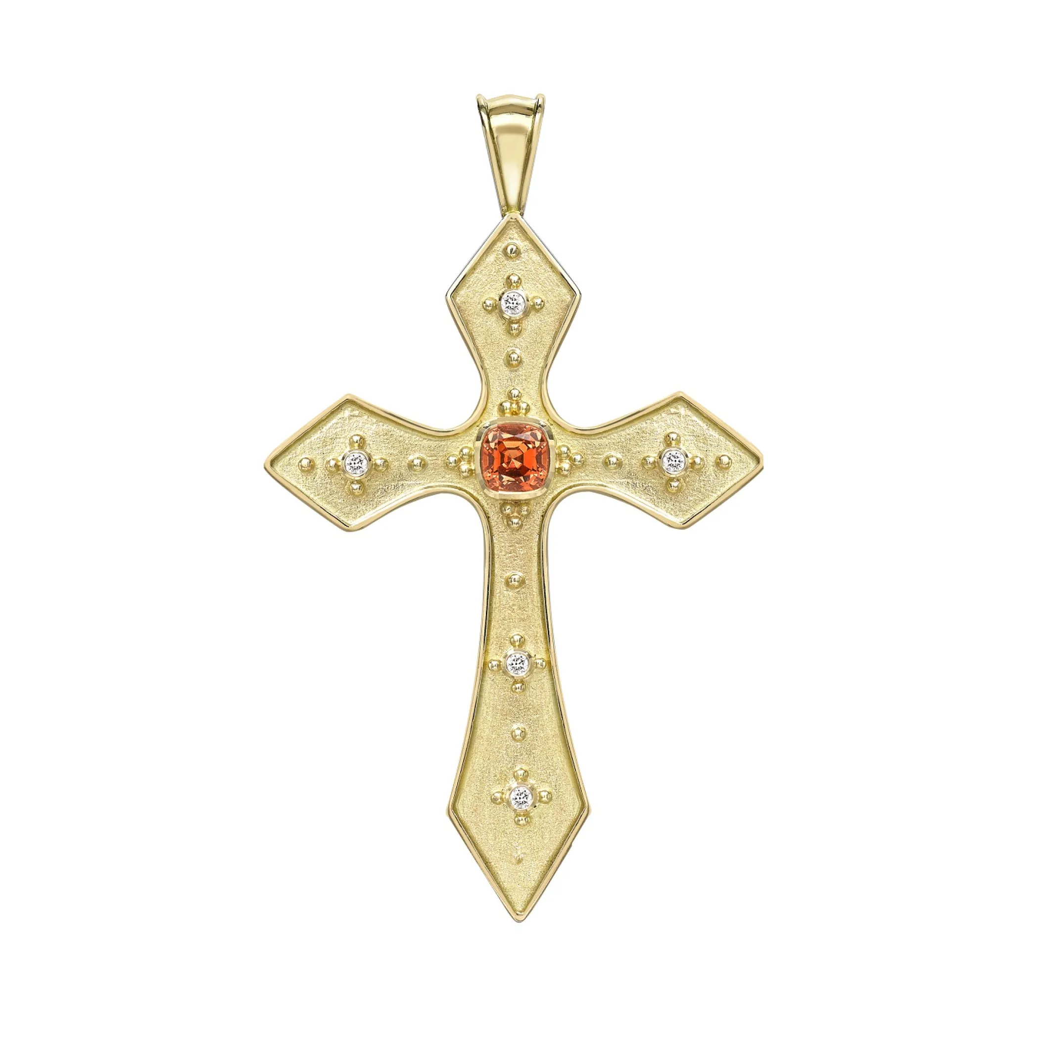 Theo Fennell Jewellery | One Off Pieces*Mandarin Garnet & Diamond Cross Pendant
