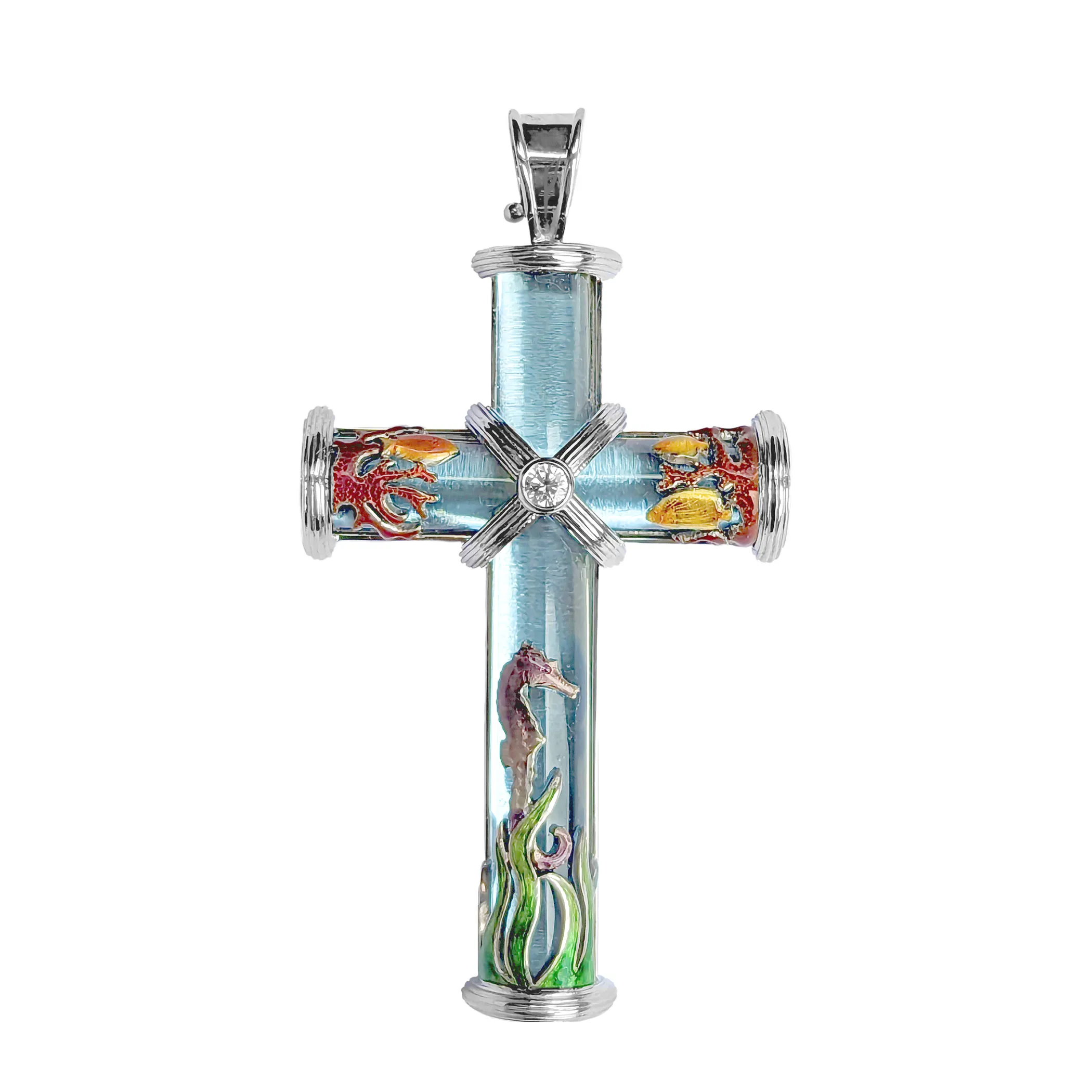 Theo Fennell Jewellery | One Off Pieces*Marine Topaz Cross Pendant