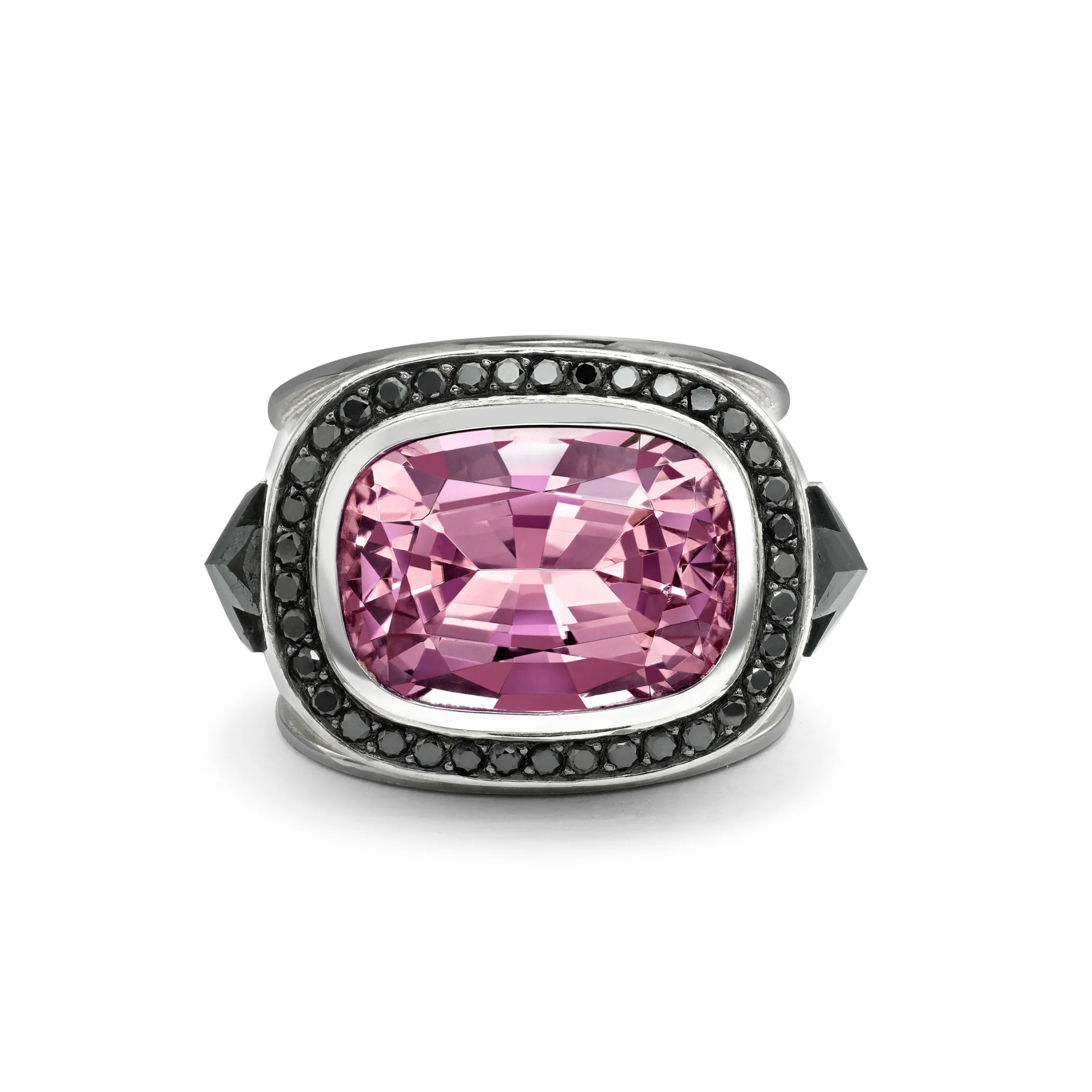 Theo Fennell Jewellery | One Off Pieces*Morganite & Black Diamond Knights Ring