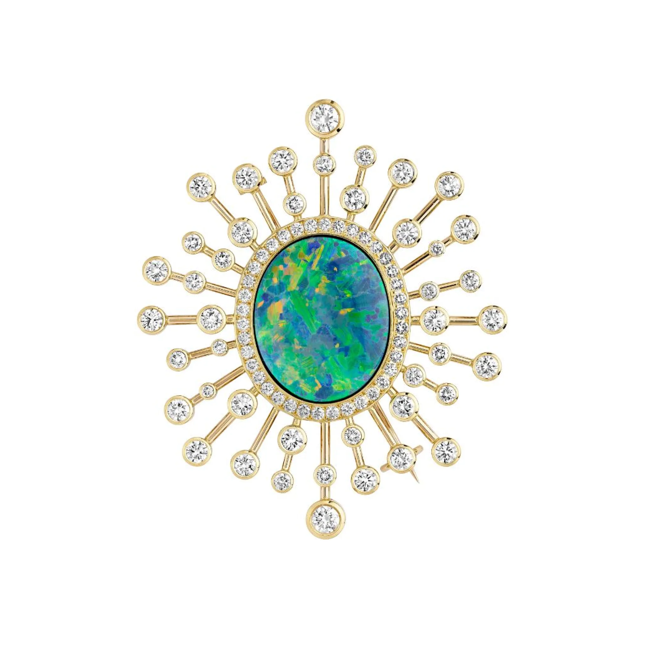 Theo Fennell Jewellery | Brooches*Opal and Diamond Starburst Brooch