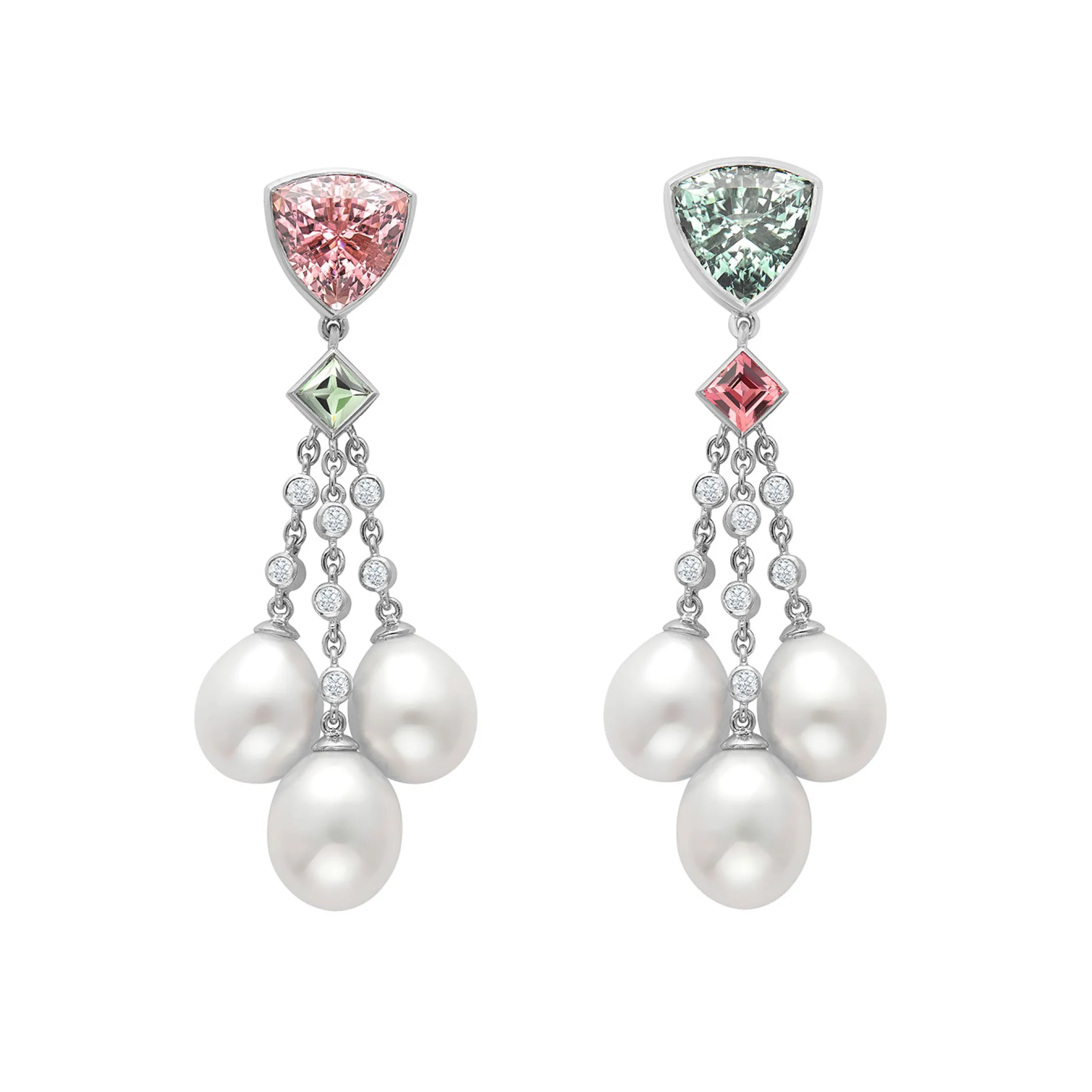 Theo Fennell Jewellery | One Off Pieces*Pink & Mint Tourmaline Waterfall Earrings