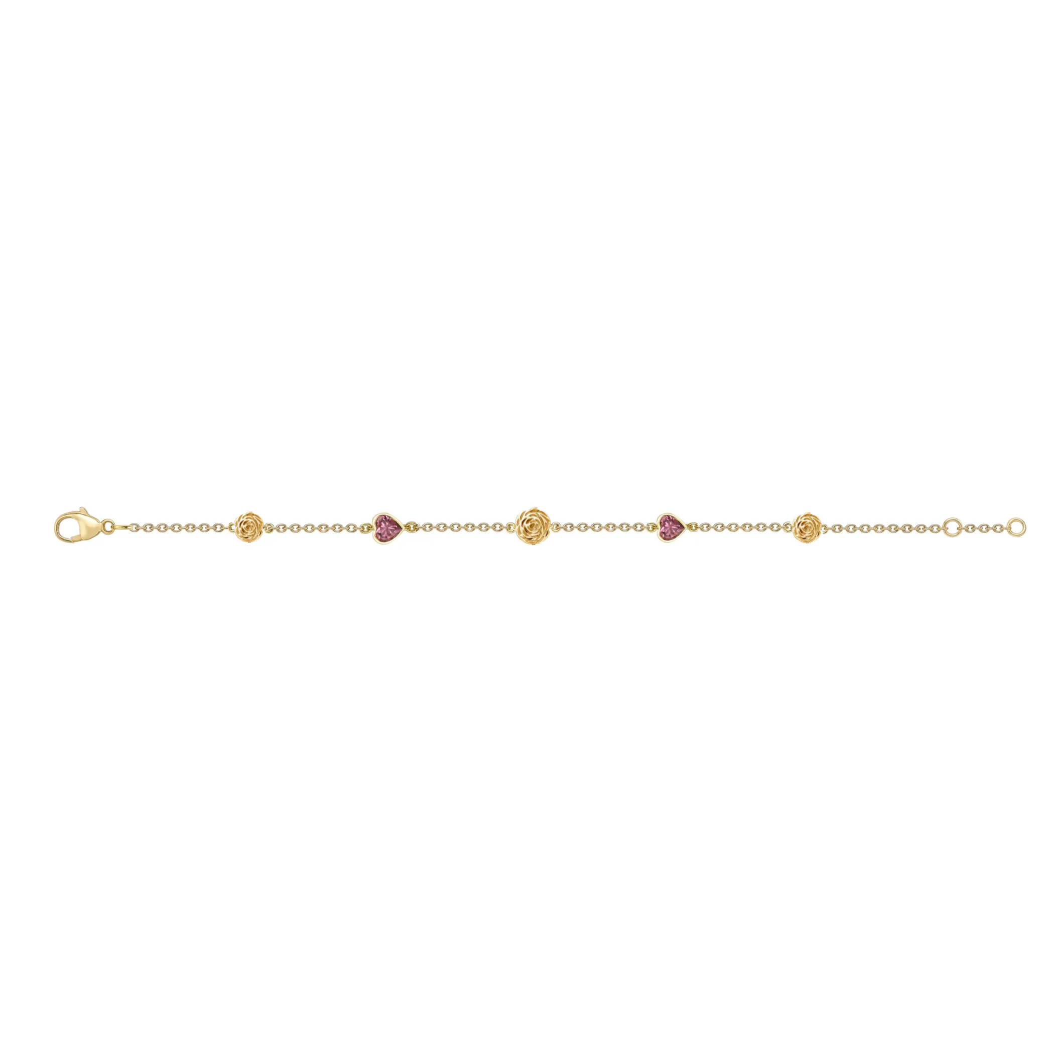 Theo Fennell Jewellery | One Off Pieces*Rose and Rhodolite Garnet Hearts Fable Bracelet