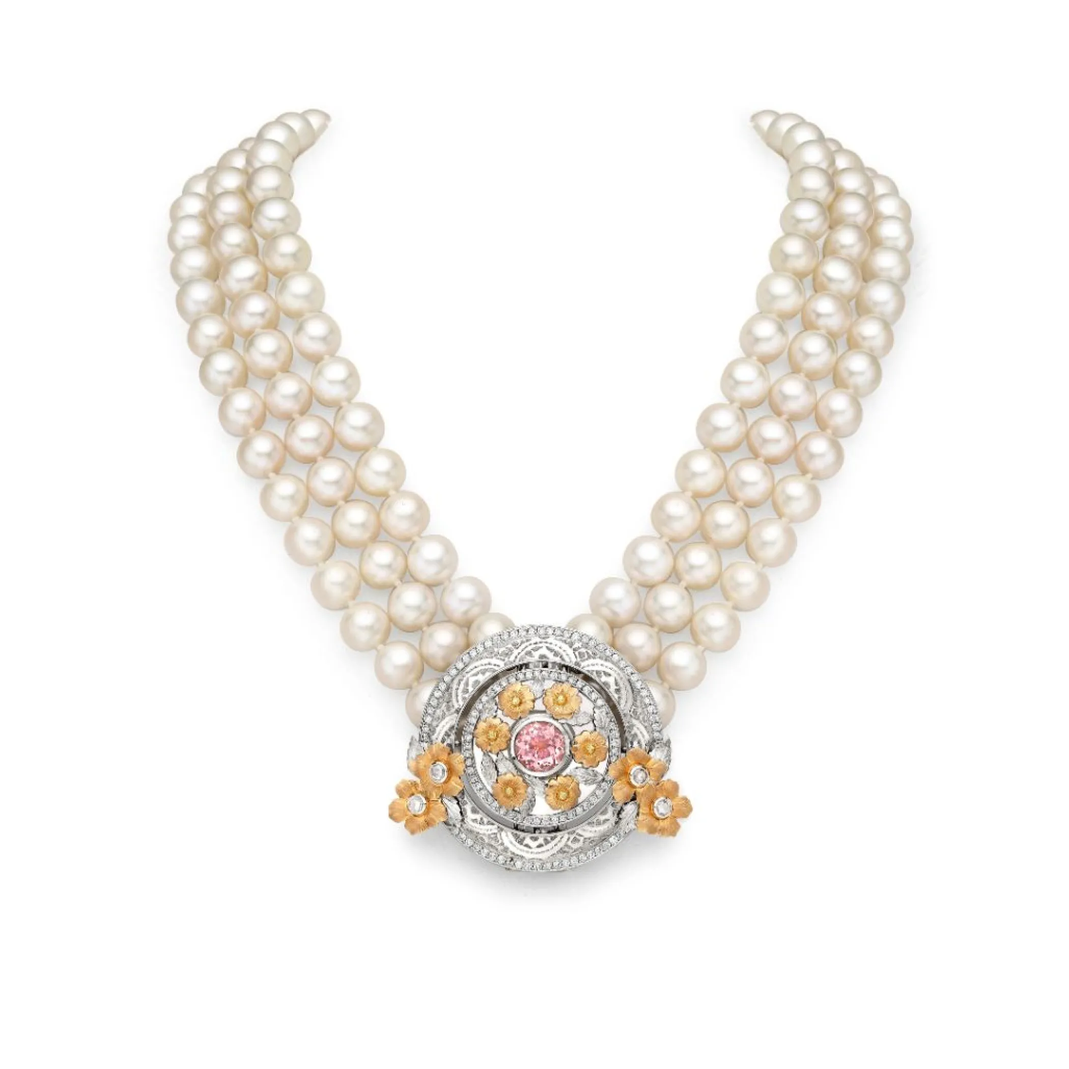 Theo Fennell Jewellery | One Off Pieces*3 Row Pearl Wild Rose Tryst Necklace