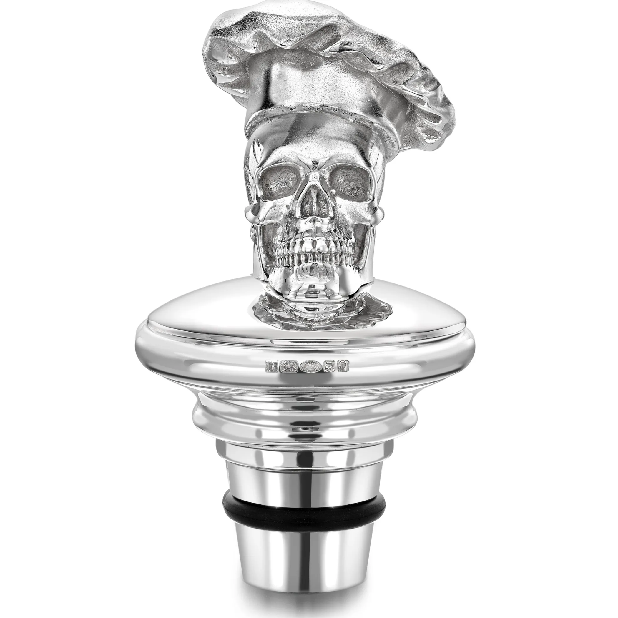 Theo Fennell Silverware*Silver Chef Skull Decanter Stopper