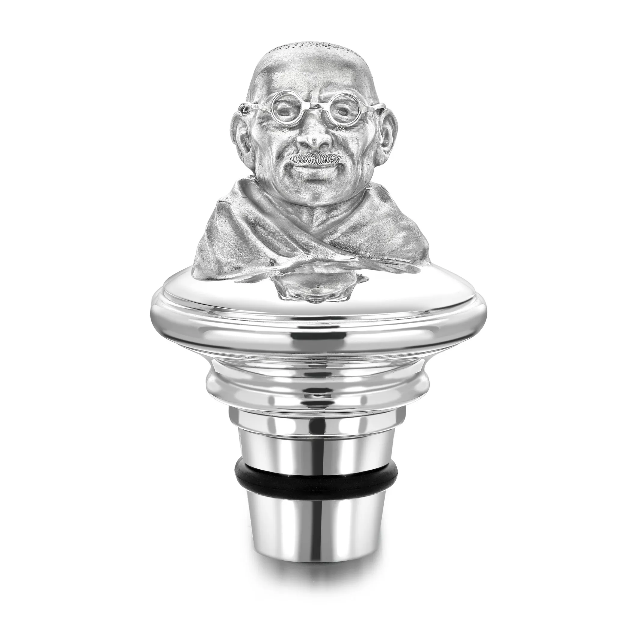 Theo Fennell Silverware*Silver Ghandi Portrait Decanter Stopper