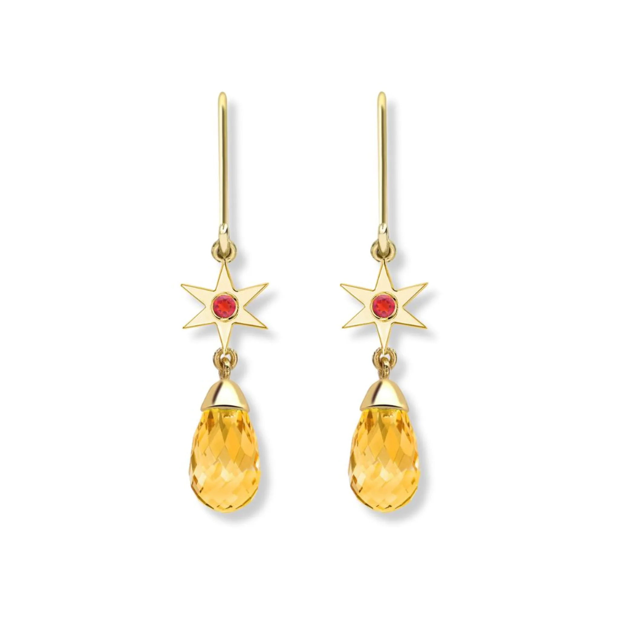 Theo Fennell Jewellery | Drop Earrings*Star Citrine and Garnet Briolette Drop Earrings