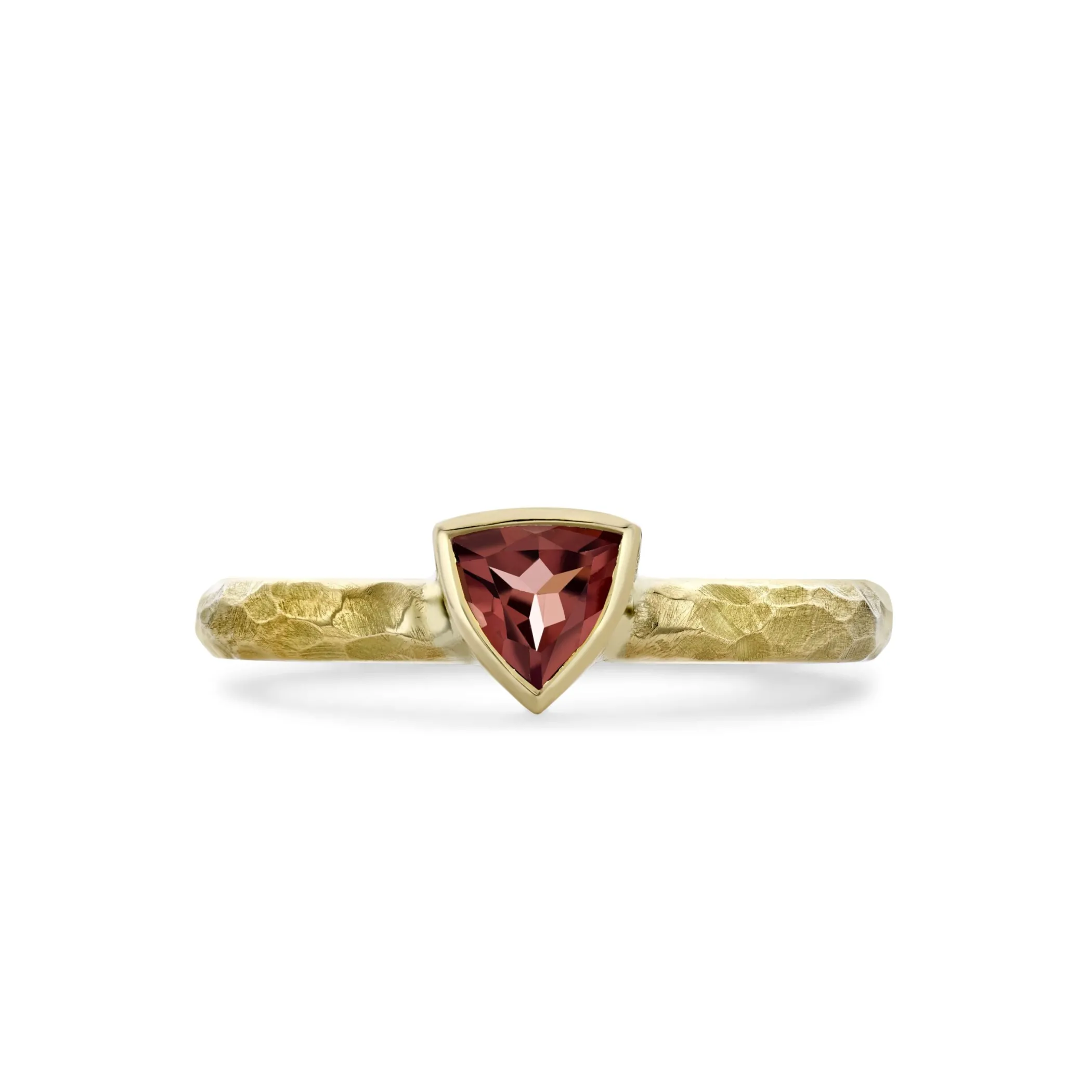 Theo Fennell Jewellery | One Off Pieces*Trilliant Cut Garnet Precious Few Ring with Hammered Band