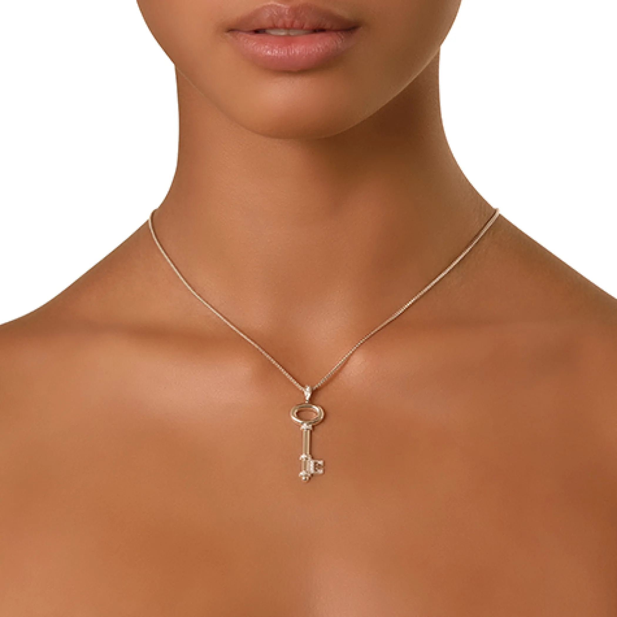 Theo Fennell Jewellery | Pendants*White Gold and Diamond Baby Key Pendant