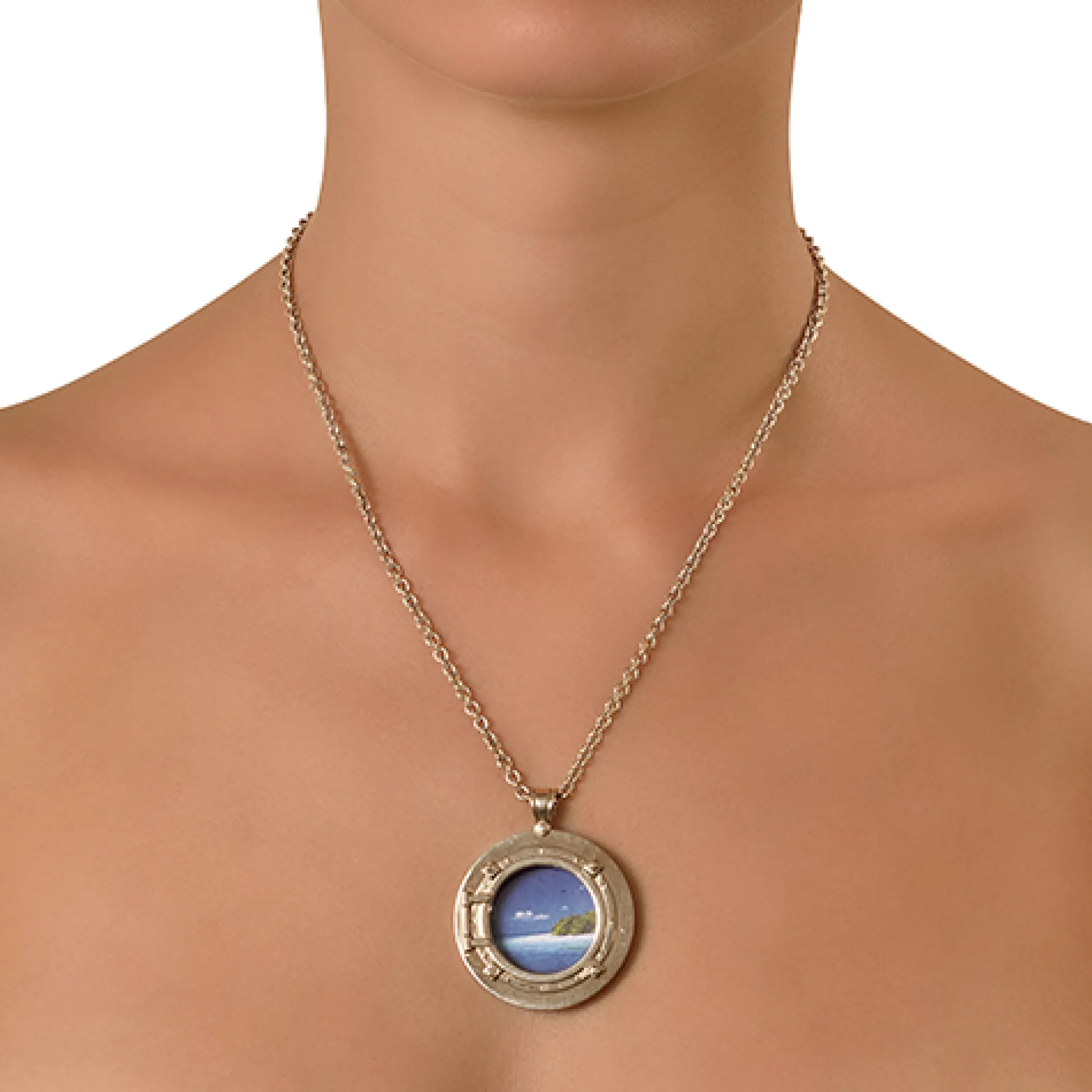 Theo Fennell Jewellery | Pendants*White Gold Enamelled Porthole Opening Locket