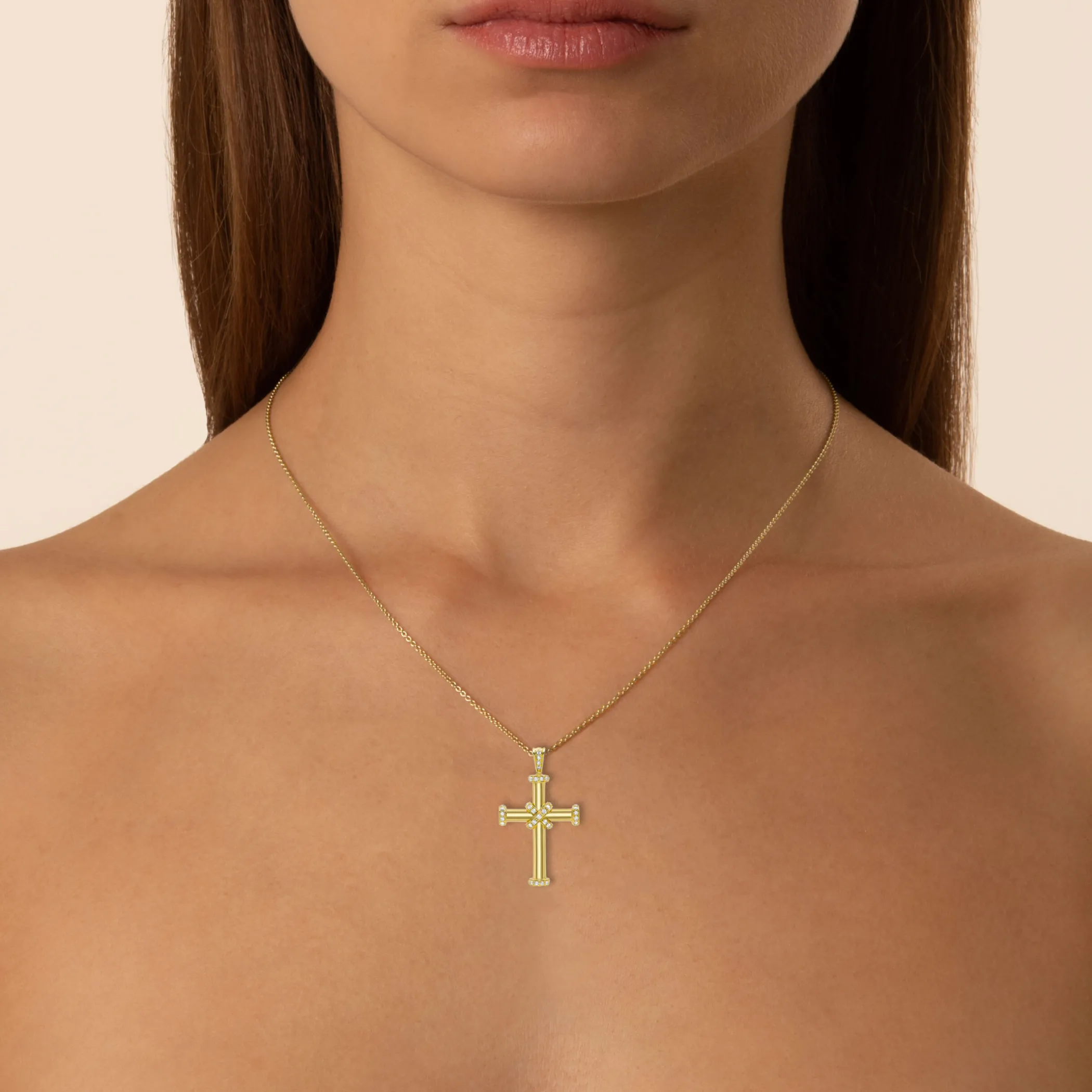 Theo Fennell Jewellery | Pendants*Yellow Gold and Diamond Baby Cross Pendant