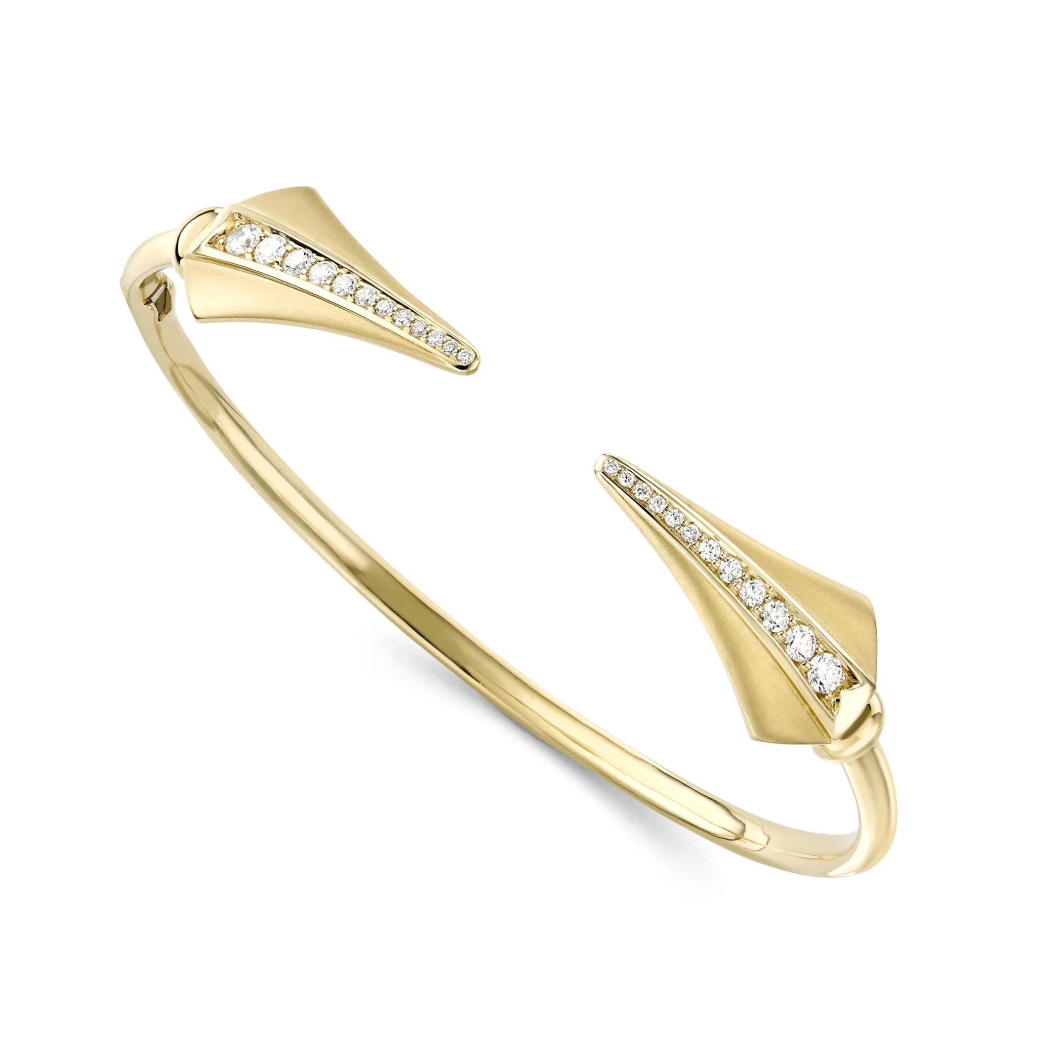 Theo Fennell Jewellery | Bangles*Yellow Gold and Diamond Quiver Hinged Torque Bangle