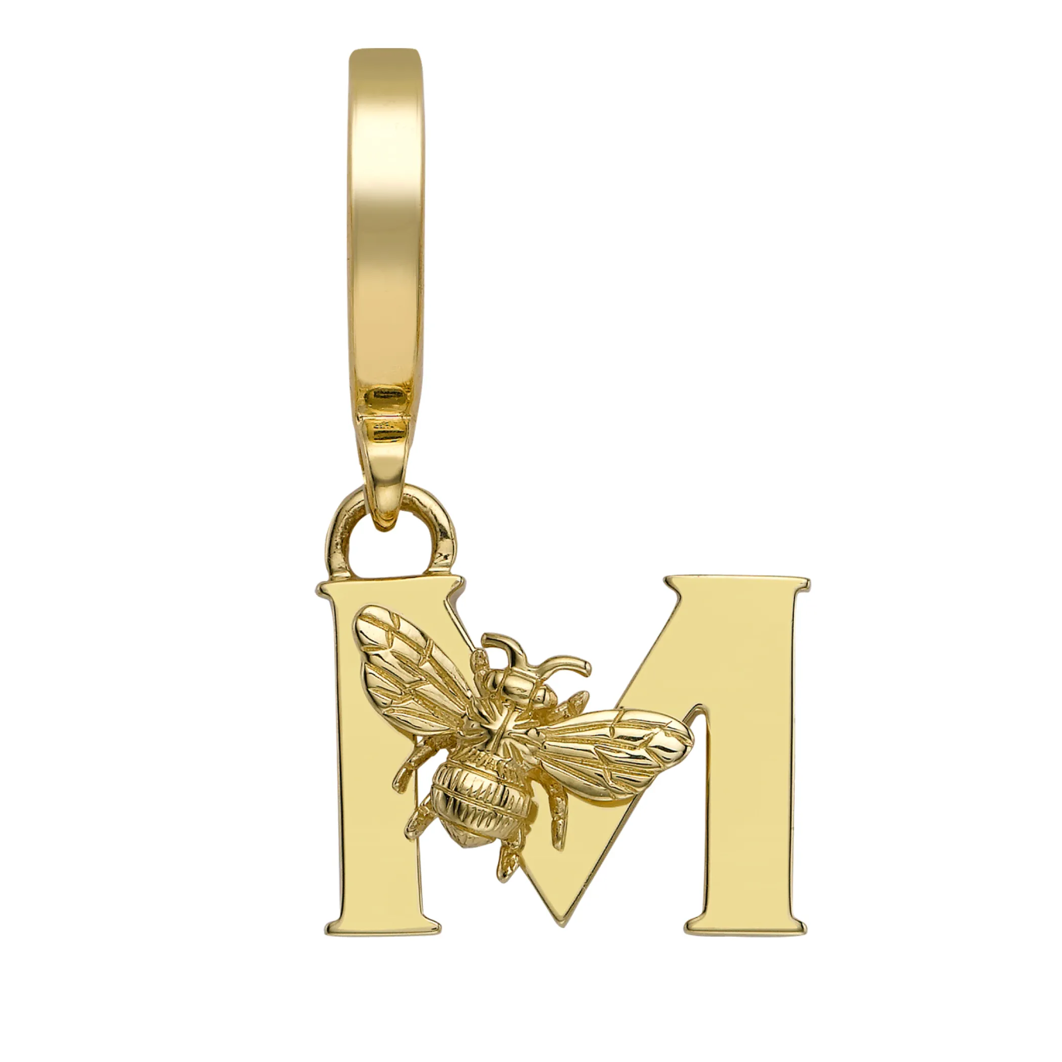 Theo Fennell Jewellery | Pendants*Yellow Gold Letter ‘M’ Charm with Bee Motif
